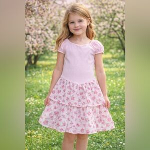 The Children's Place Light Pink Floral Tiered Dress